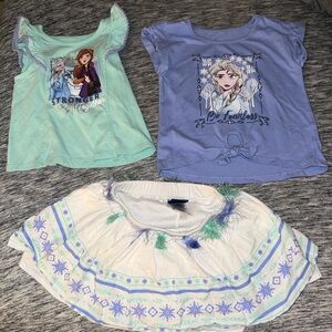 Disney Frozen Girls Tees & Skirt Set - Mint, Lavender, White
